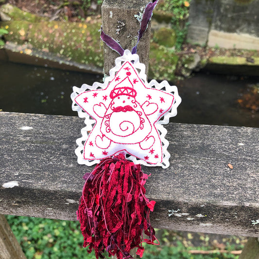 Santa Star Ornament – Embroidery Pattern (PDF)