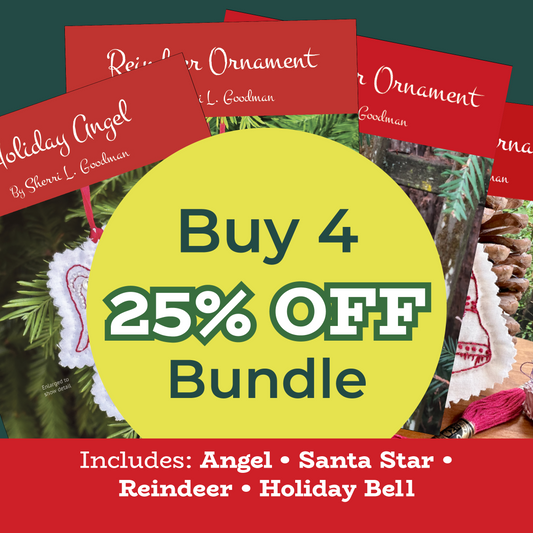 ⭐ 4-Pattern Holiday Ornament Bundle – Angel, Santa Star, Reindeer & Bell