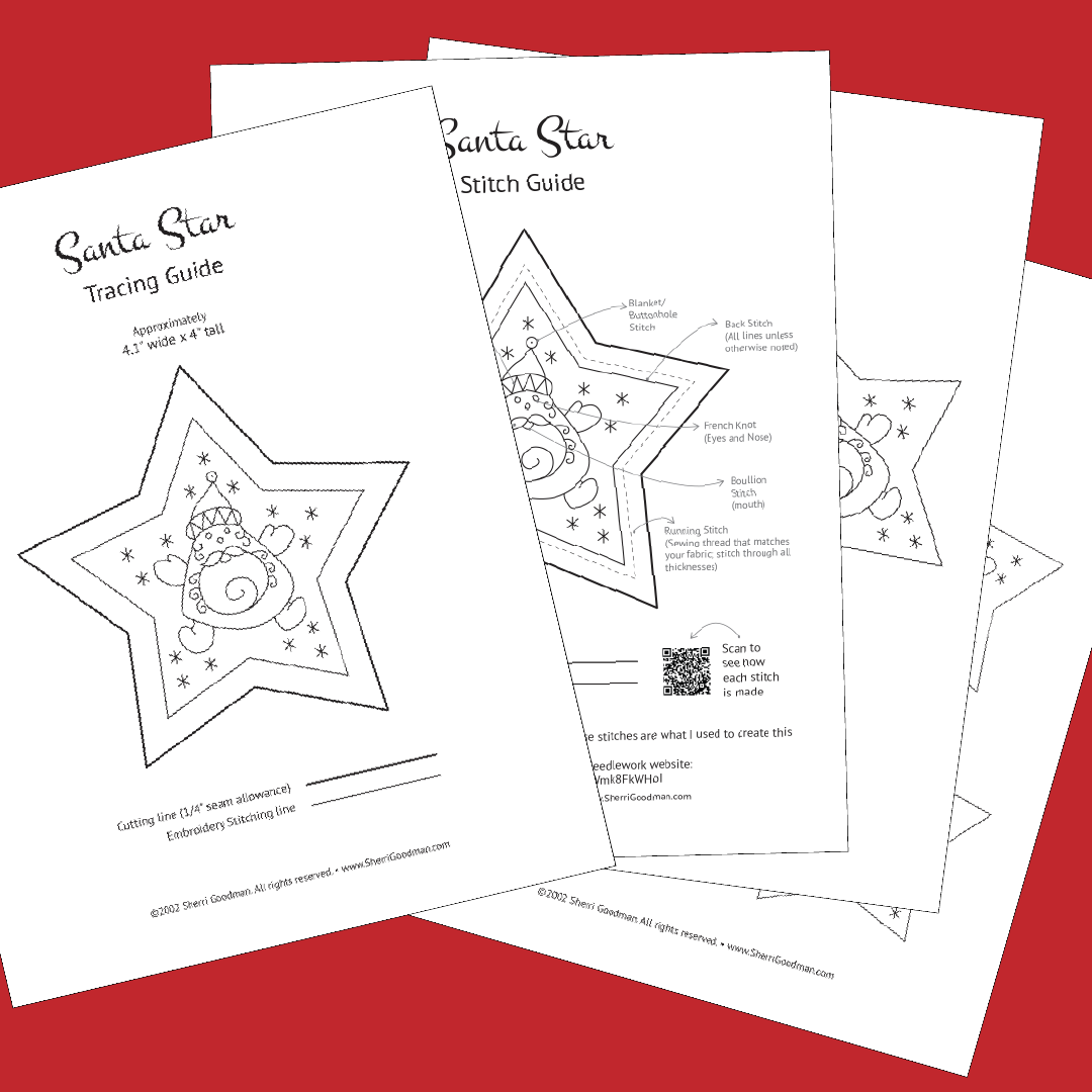 Santa Star Ornament – Embroidery Pattern (PDF)